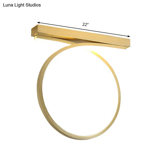 Modern Gold Led Ceiling Light Fixture For Bedroom - Minimalist Flushmount Lighting In Warm/White