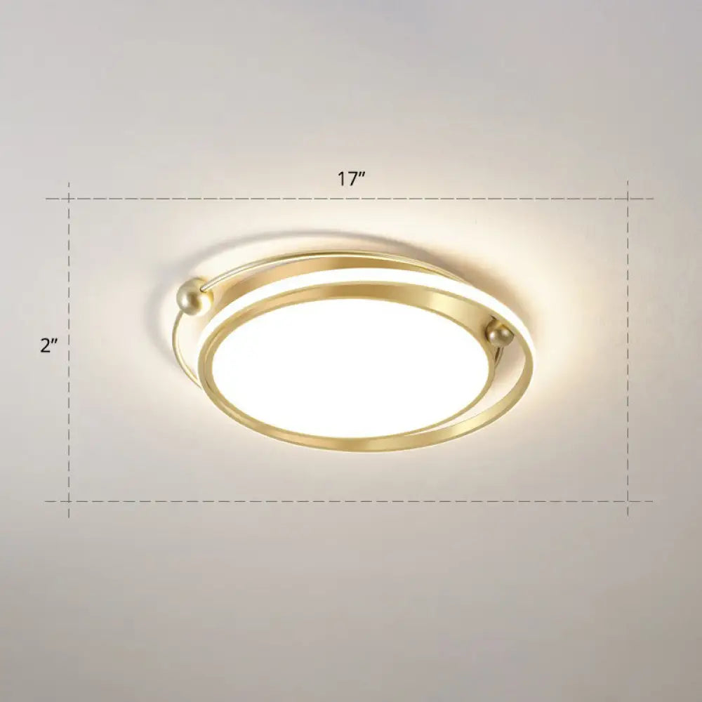 Modern Gold Led Ceiling Light With Halo Ring Flush Mount For Bedroom / 17’ Warm