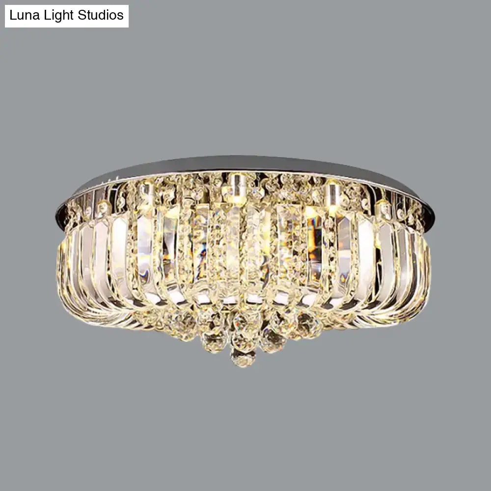 Modern Gold Led Ceiling Light With Prismatic Optical Crystal In Warm/White - 23.5/31.5 Wide