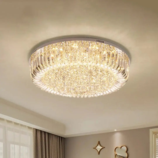 Modern Gold Led Ceiling Light With Prismatic Optical Crystal In Warm/White - 23.5’/31.5’ Wide