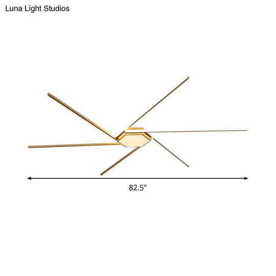 Modern Gold Led Ceiling Mounted Flush Mount Lamp With Acrylic Shade - 69’/82.5’W Linear