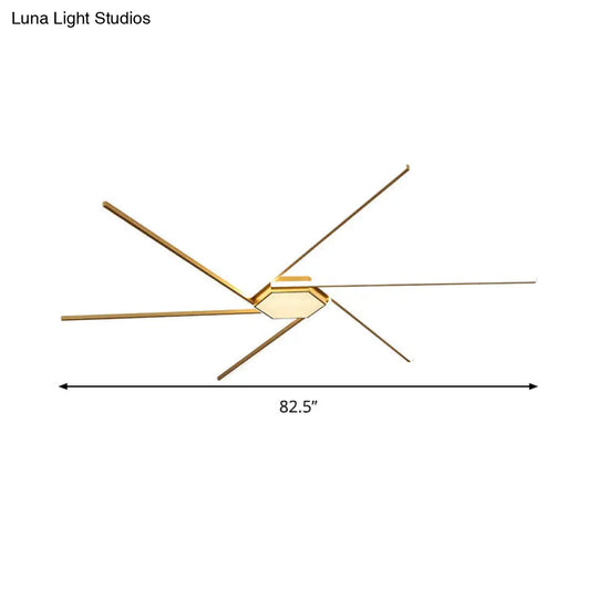 Modern Gold Led Ceiling Mounted Flush Mount Lamp With Acrylic Shade - 69/82.5W Linear