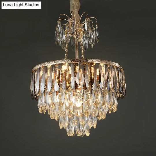 Modern Gold Led Chandelier 8-Head Crystal Block Ceiling Pendant Light