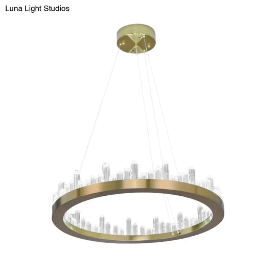 Modern Gold Led Chandelier In Warm/White Light For Bedroom - 16/23.5 Wide