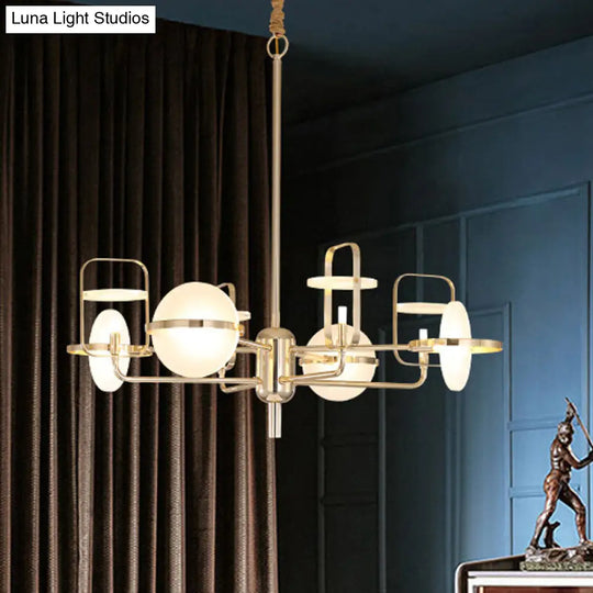 Modern 6-Light Gold Iron Chandelier With Acrylic Panels