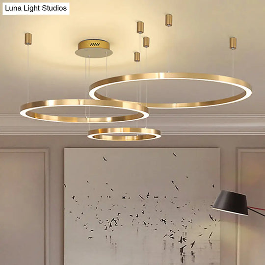 Modern Gold Led Chandelier With Sphere Metal Shade - 1/3 Lights White/Warm Light