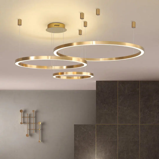 Modern Gold Led Chandelier With Sphere Metal Shade - 1/3 Lights White/Warm Light 3 / Warm