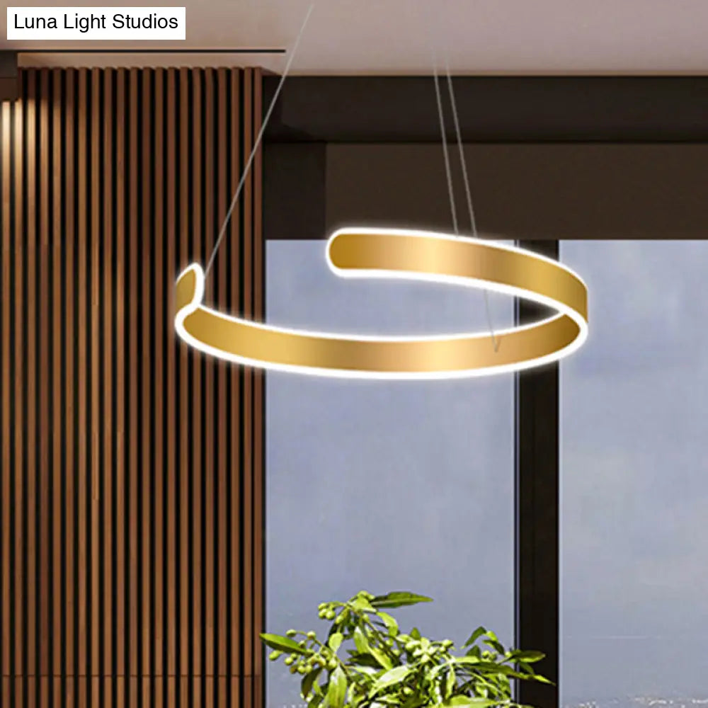 Modern Gold Led Dining Room Chandelier With Acrylic Shade - 1/2/3 Lights White/Warm Light