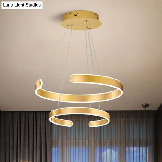 Modern Gold Led Dining Room Chandelier With Acrylic Shade - 1/2/3 Lights White/Warm Light