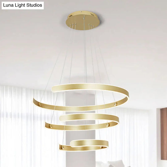 Modern Gold Led Dining Room Chandelier With Acrylic Shade - 1/2/3 Lights White/Warm Light