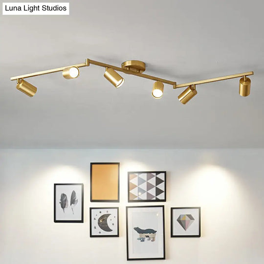 Modern Gold Led Flush Ceiling Spotlight With Sleek Tubular Design And Metallic Shade