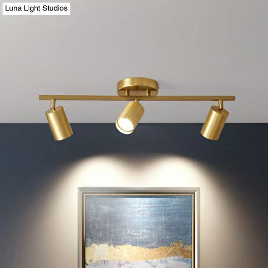 Modern Gold Led Flush Ceiling Spotlight With Sleek Tubular Design And Metallic Shade