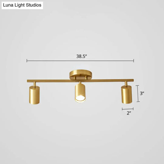 Modern Gold Led Flush Ceiling Spotlight With Sleek Tubular Design And Metallic Shade