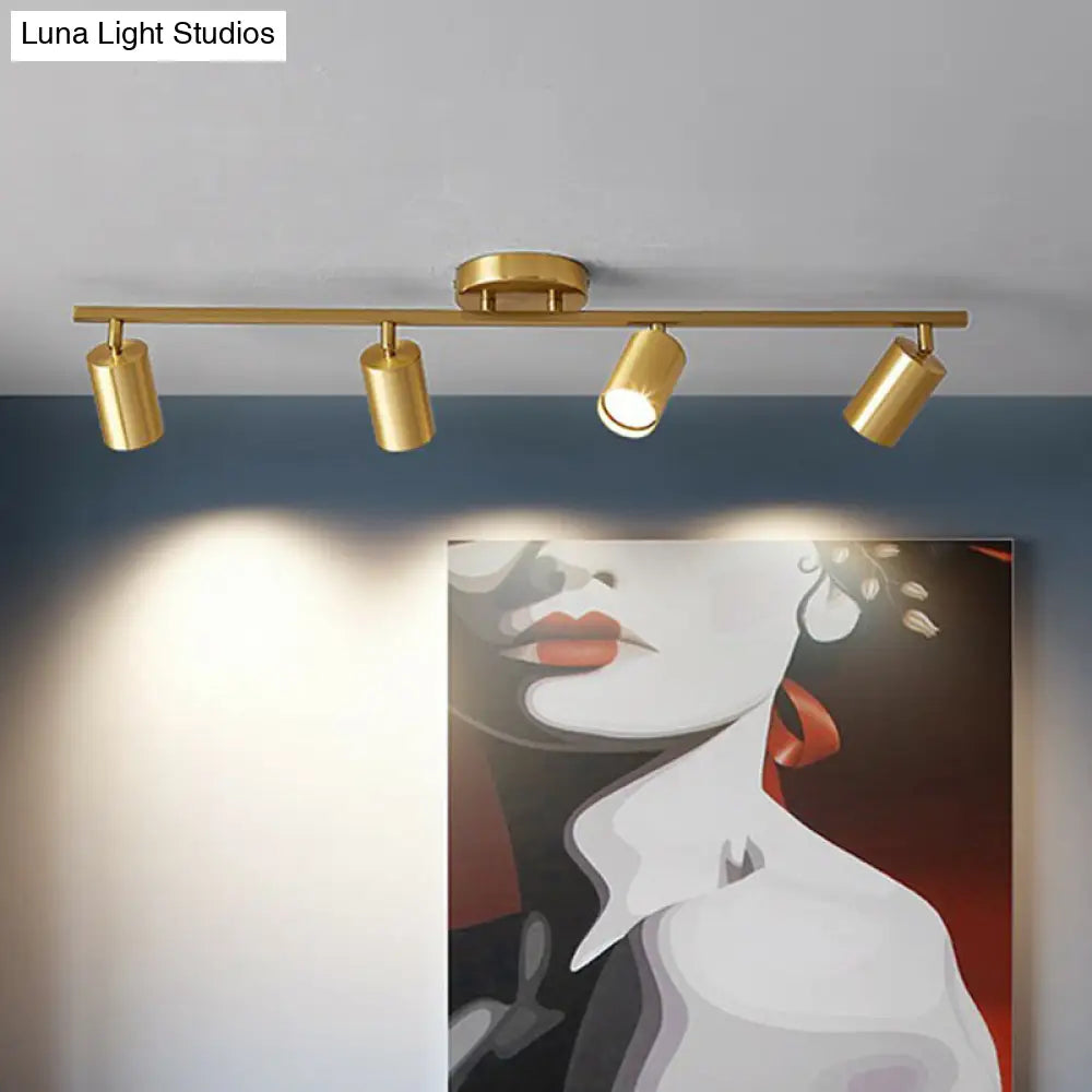 Modern Gold Led Flush Ceiling Spotlight With Sleek Tubular Design And Metallic Shade