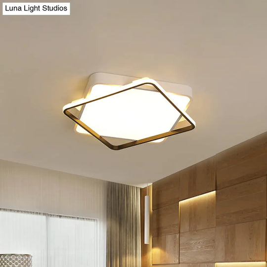 Modern Gold Led Flush Mount Ceiling Light Fixture In Warm/White - 18/23.5 Width