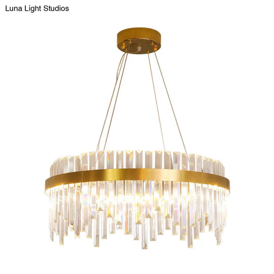 Modern Gold Led Hanging Ceiling Light With Crystal Rod Chandelier - 16/19.5 Wide