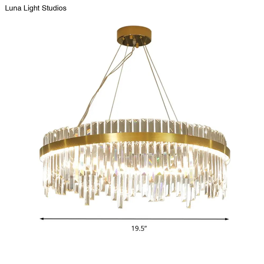 Modern Gold Led Hanging Ceiling Light With Crystal Rod Chandelier - 16/19.5 Wide