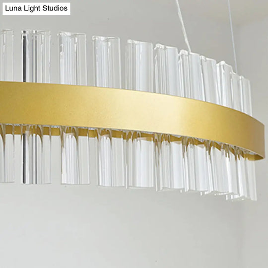 Modern Gold Led Hanging Glass Wavy Chandelier For Kitchen Island - 35.5/47 Wide Third Gear