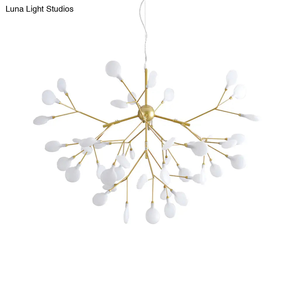 Modern Gold Led Pendant Chandelier For Dining Room - Acrylic Branch Design