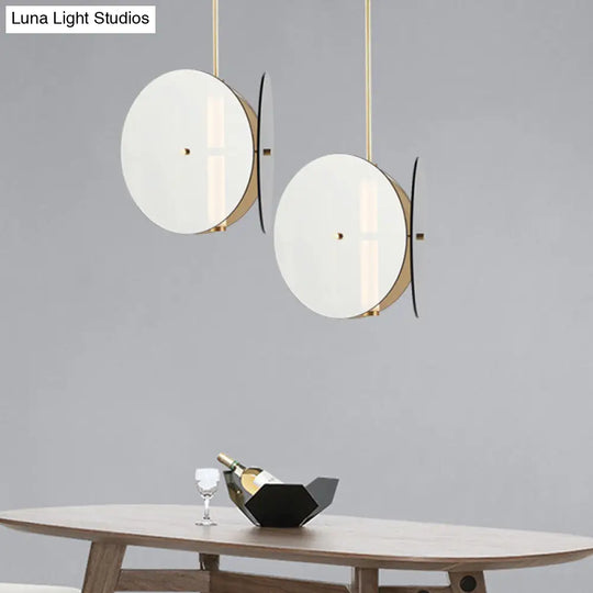 Modern Gold Led Pendant Light With Round Amber Glass Shade For Dining Room