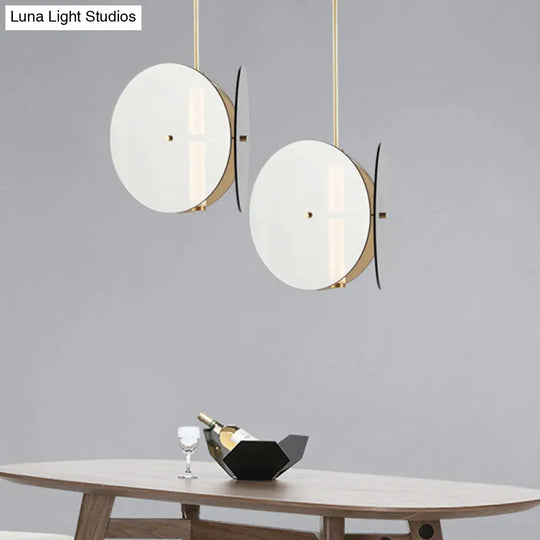 Modern Gold Led Pendant Light With Amber Glass Shade For Dining Room