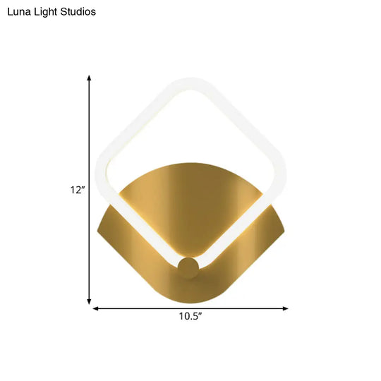 Modern Gold Led Rhombus Flush Wall Sconce: Contemporary Acrylic Lighting In Warm/White Light