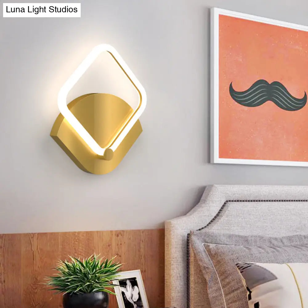 Modern Gold Led Rhombus Flush Wall Sconce: Contemporary Acrylic Lighting In Warm/White Light