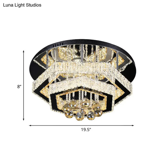 Modern Gold Led Semi Flush Mount Ceiling Lamp With Crystal Frame