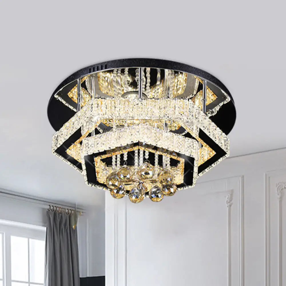 Modern Gold Led Semi Flush Mount Ceiling Lamp With Crystal Frame