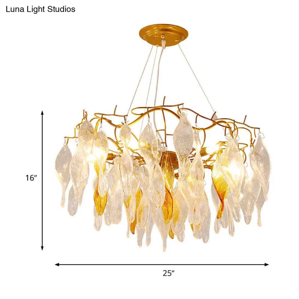 Modern Crystal Spiral Chandelier - 6-Light Gold Led Pendant For Dining Room