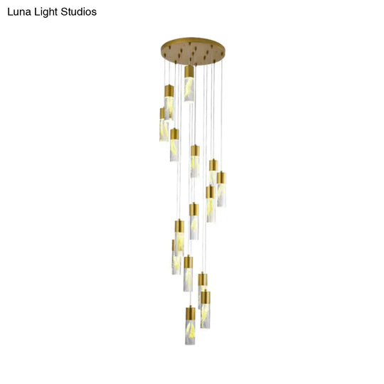 Modern Gold Multilight Pendant Chandelier - 15/20-Head Led Hanging Light With Acrylic Tubes