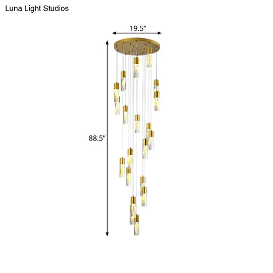 Modern Gold Multilight Pendant Chandelier - 15/20-Head Led Hanging Light With Acrylic Tubes