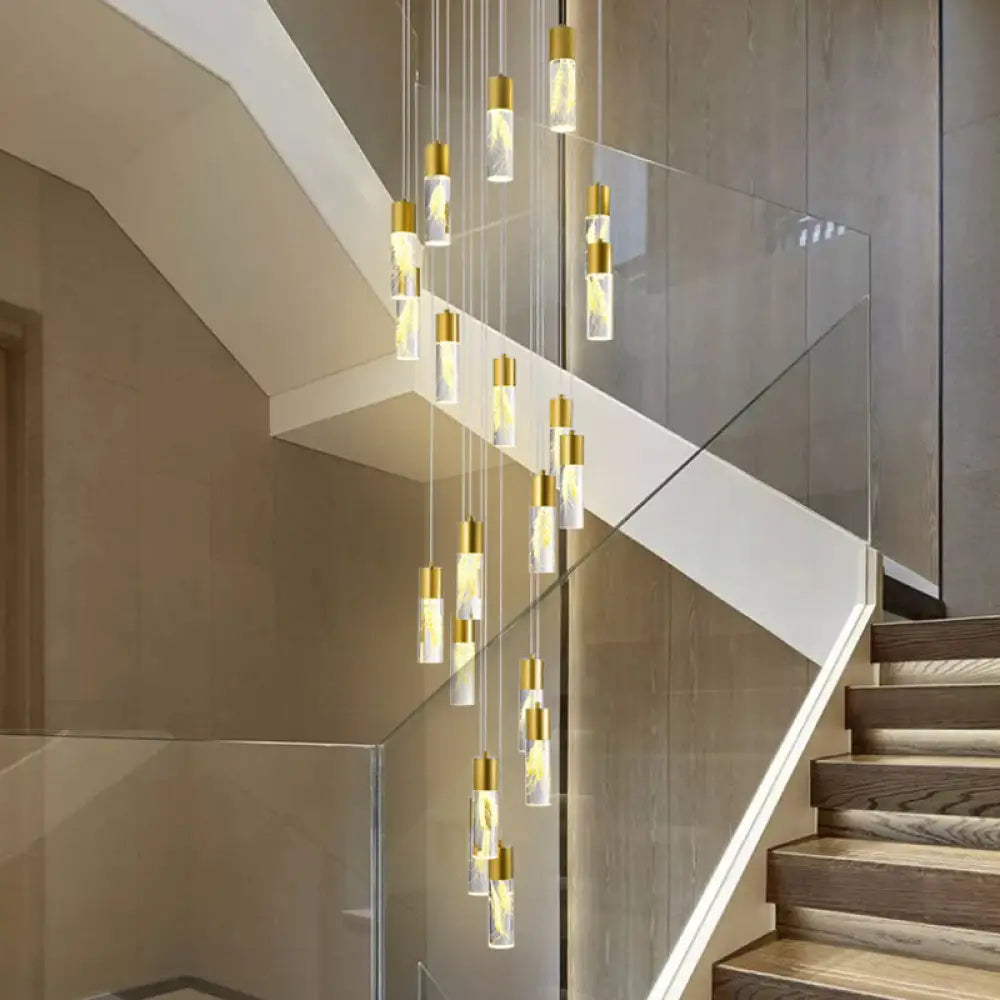 Modern Gold Led Tube Pendant Chandelier With 15/20 Lights 20 /