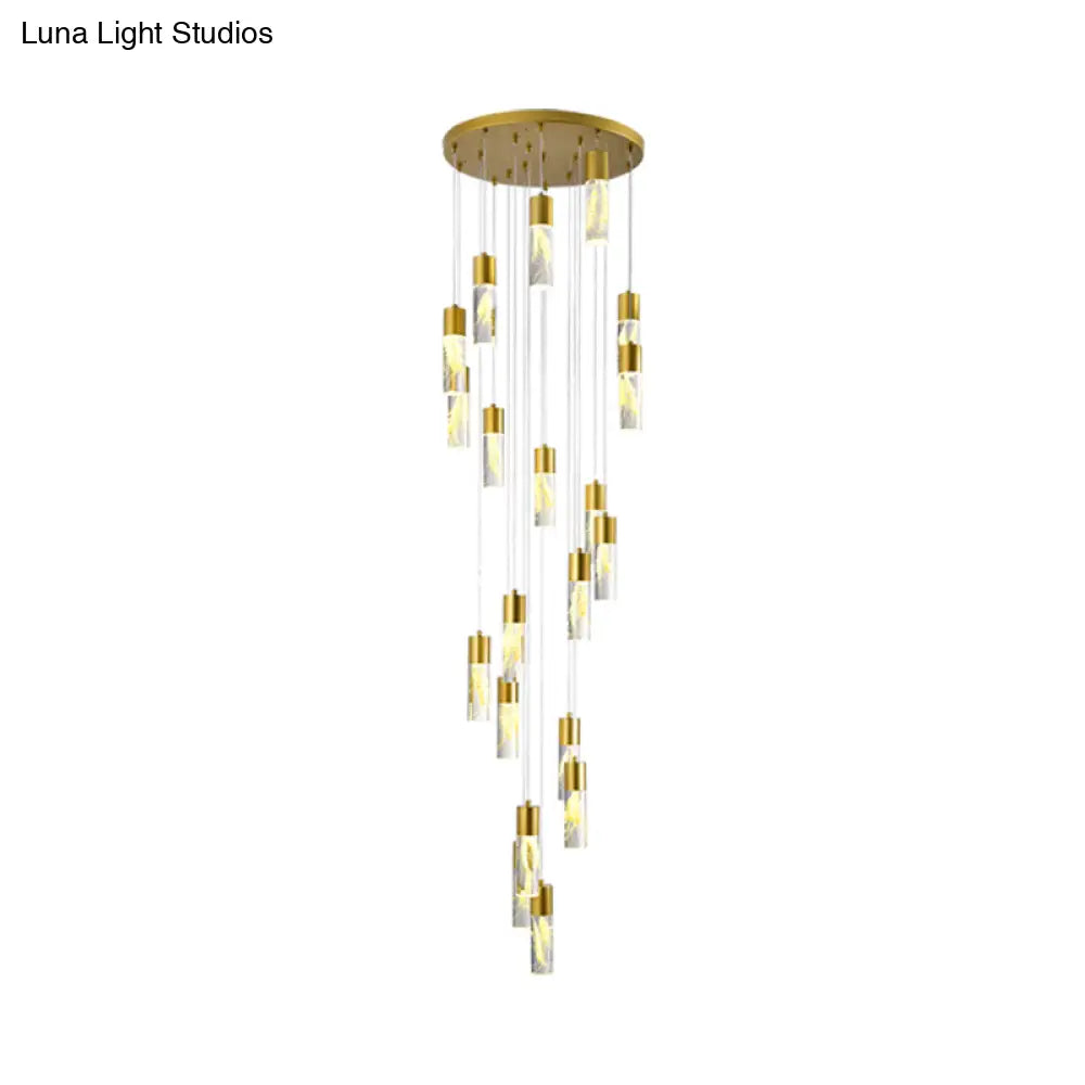 Modern Gold Led Tube Pendant Chandelier With 15/20 Lights