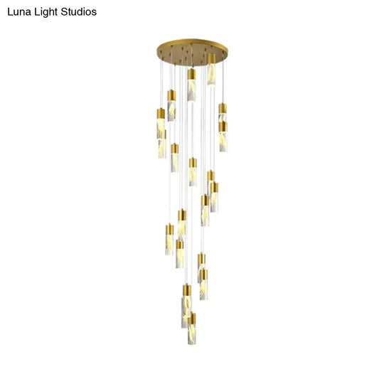 Modern Gold Multilight Pendant Chandelier - 15/20-Head Led Hanging Light With Acrylic Tubes