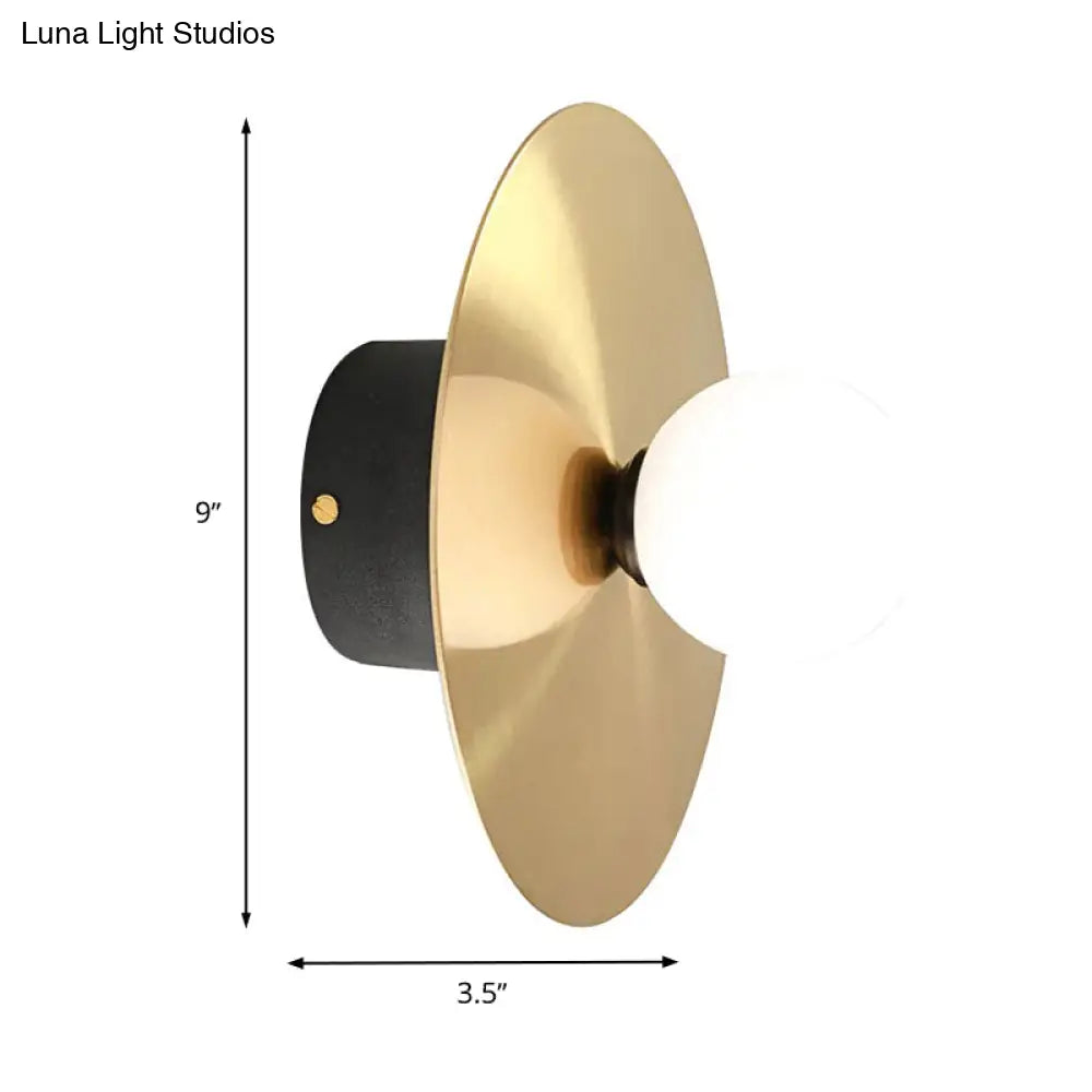 Modern Gold Led Wall Light Sconce With White Glass Shade - Bathroom Lamp