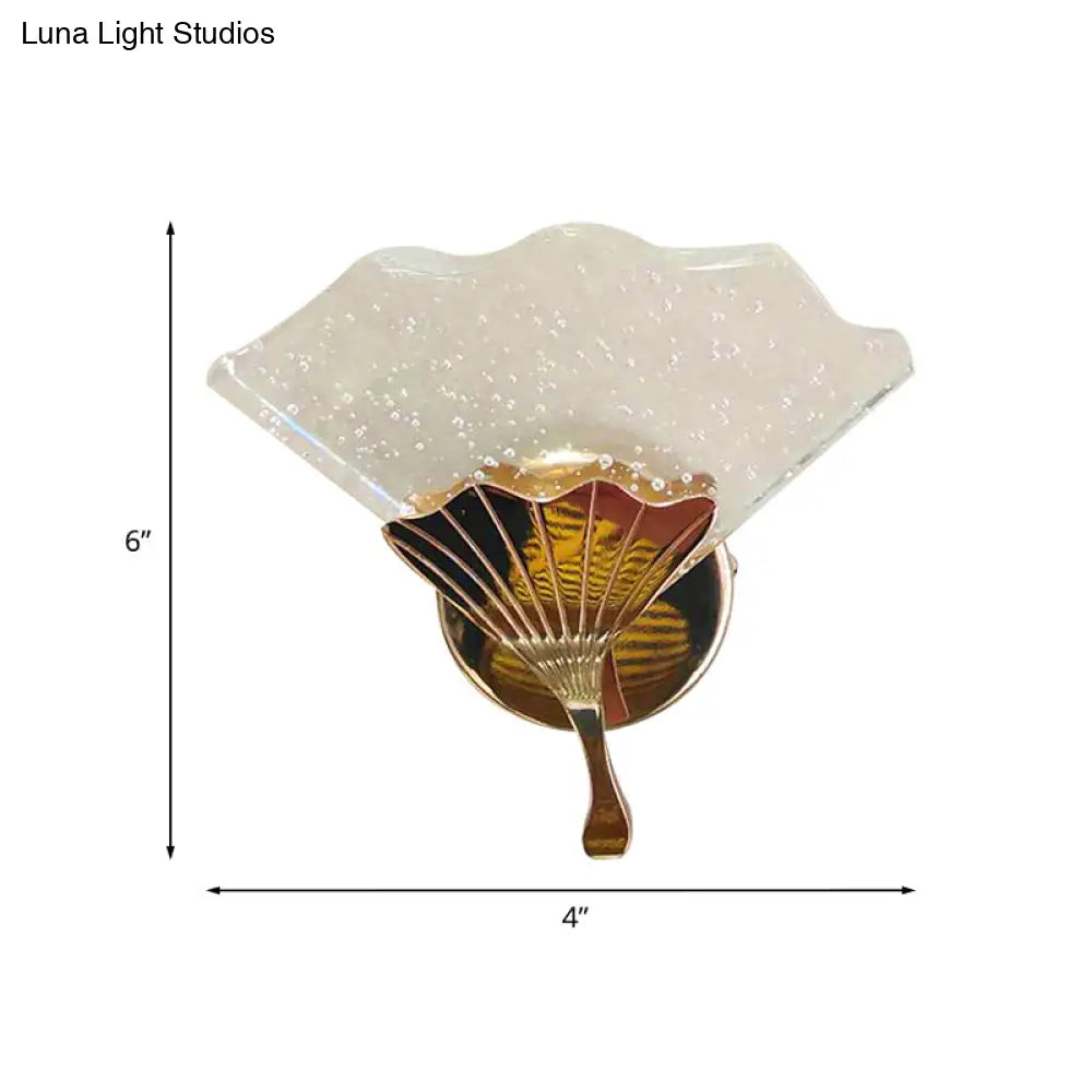 Modern Gold Led Wall Sconce Lamp With Bubble Crystal Accent For Bedroom