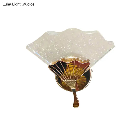 Modern Gold Led Wall Sconce Lamp With Bubble Crystal Accent For Bedroom