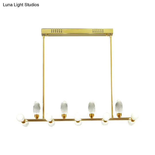 Modern Gold Linear Chandelier Pendant Light With Led Crystal 11/14 Heads Ideal For Dining Table