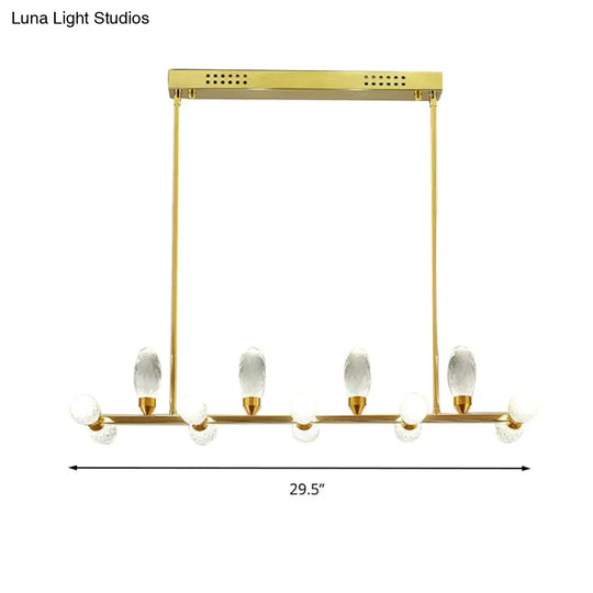 Modern Gold Linear Chandelier Pendant Light With Led Crystal 11/14 Heads Ideal For Dining Table