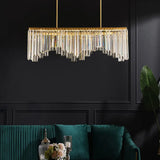 Modern Gold Linear Crystal Led Chandelier Lamp - 24.5’/32’ Wide Pendant Lighting For Living
