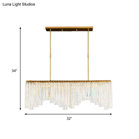 Modern Gold Linear Crystal Led Chandelier Lamp - 24.5’/32’ Wide Pendant Lighting For Living Room