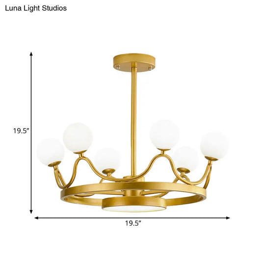 Modern Gold Linear Metal Chandelier 6-Head Nursery Room Light Fixture
