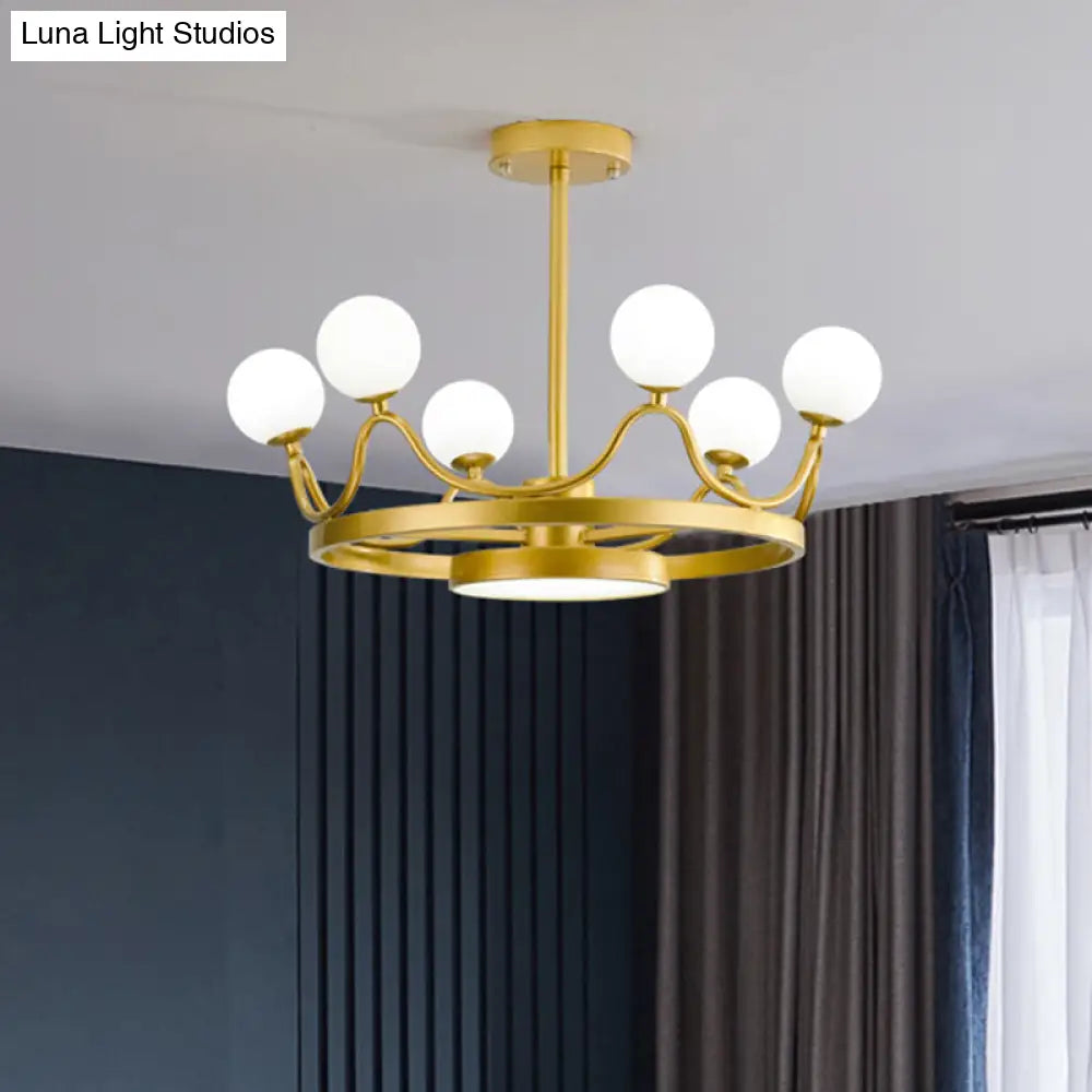 Modern Gold Linear Metal Chandelier 6 - Head Nursery Room Light Fixture