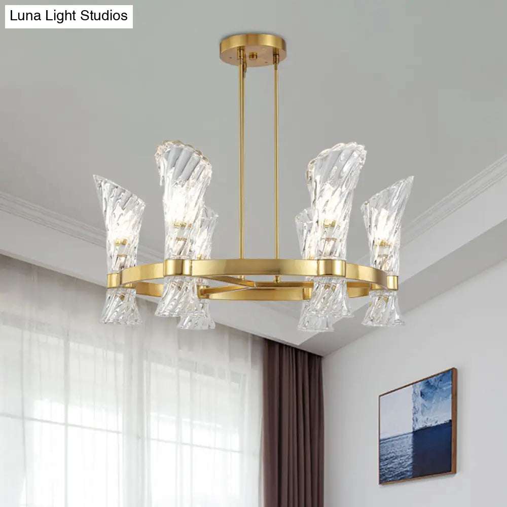 Modern Gold Metal 6 - Light Semi Flush Ceiling Light With Crystal Twisted Shade