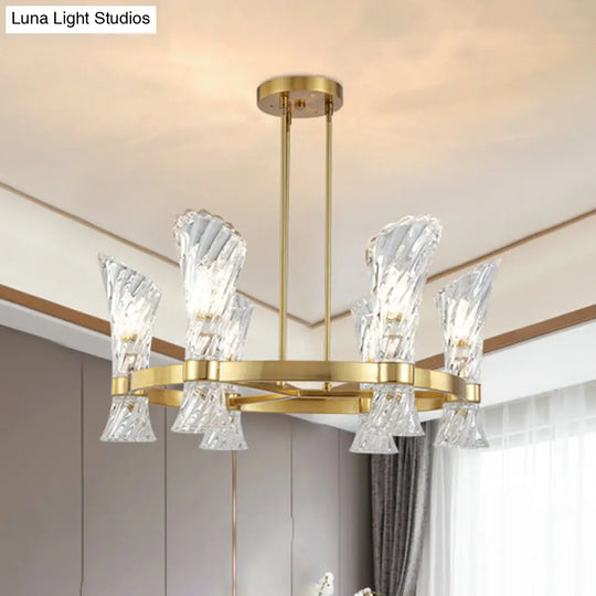 Modern Gold Metal 6-Light Semi Flush Ceiling Light With Crystal Twisted Shade
