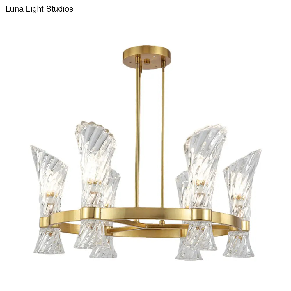 Modern Gold Metal 6 - Light Semi Flush Ceiling Light With Crystal Twisted Shade