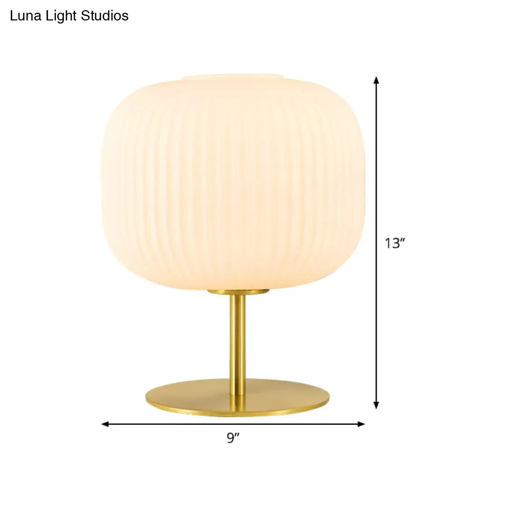 Modern Gold Metal Bedroom Table Lamp With Prismatic Glass Shade