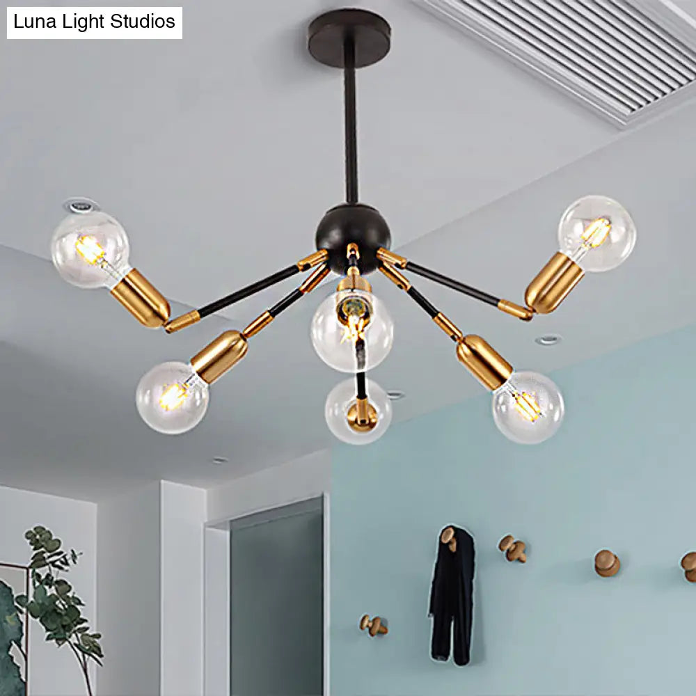 Modern Gold Metal Chandelier - Abstract Design With Multiple Lights Hanging Ceiling Lamp For