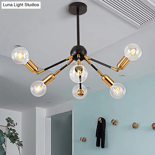 Modern Abstract Gold Metal Chandelier Ceiling Lamp For Bedrooms - Multi Light Hanging Fixture